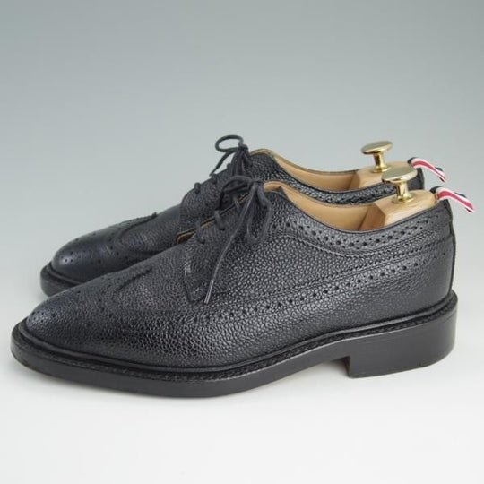 美品★(米)トムブラウン UK5.5/US6.5【定価10万円以上★英国製/ロングウイング】ぺブルグレイン/黒/メンズ/THOM BROWNE★d953