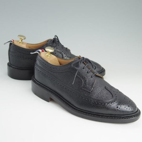 美品★(米)トムブラウン UK5.5/US6.5【定価10万円以上★英国製/ロングウイング】ぺブルグレイン/黒/メンズ/THOM BROWNE★d953