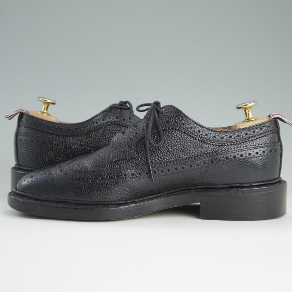 美品★(米)トムブラウン UK5.5/US6.5【定価10万円以上★英国製/ロングウイング】ぺブルグレイン/黒/メンズ/THOM BROWNE★d953