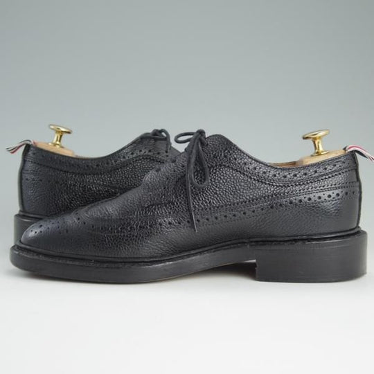 美品★(米)トムブラウン UK5.5/US6.5【定価10万円以上★英国製/ロングウイング】ぺブルグレイン/黒/メンズ/THOM BROWNE★d953