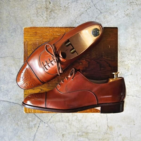 美品★(伊)タニノクリスチー SIZE 7【定価10万円以上★オックスフォード/108261】カーフ/茶/メンズ/TANINO CRISCI★d954