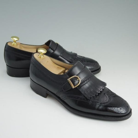 極上★(伊)タニノクリスチー SIZE 5【定価10万円以上★キルトモンクストラップ/106471】カーフ/黒/メンズ/TANINO CRISCI★d955
