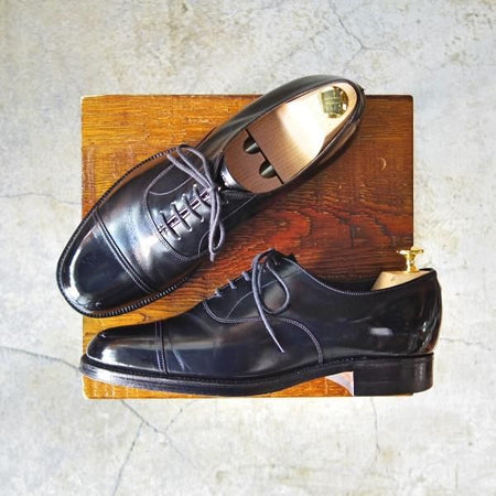 美品★(英)チーニー 7F【貴重★海外ショップ別注/HIGHGATE】4436ラスト/ポリッシュレザー/ストレートチップ/黒/メンズ/CHEANEY★d957