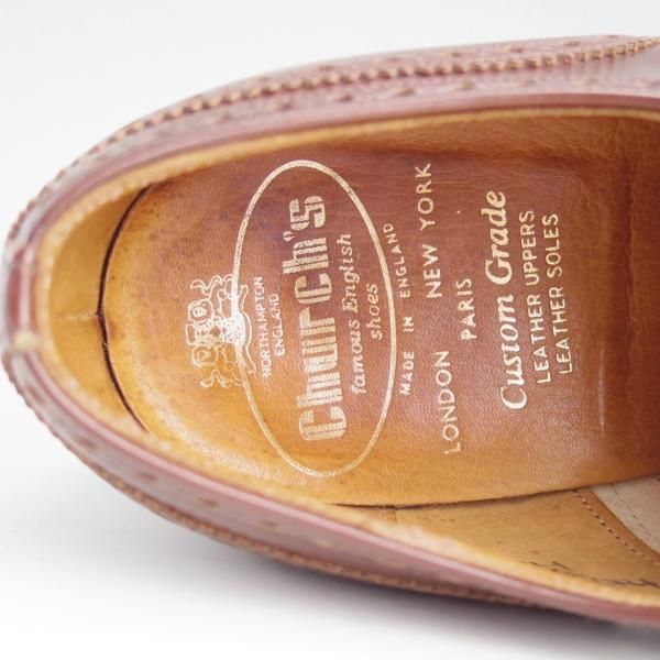 極上★チャーチ 55F/UK5.5【旧チャーチ★ブックバインダーカーフ/84ラスト】Hickstead/3都市ロゴ/フルブローグ/茶/メンズ/Church's★d961