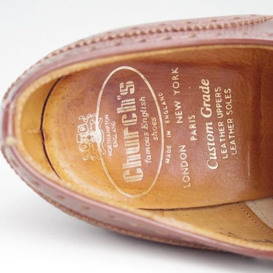 極上★チャーチ 55F/UK5.5【旧チャーチ★ブックバインダーカーフ/84ラスト】Hickstead/3都市ロゴ/フルブローグ/茶/メンズ/Church's★d961