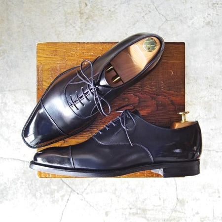 極美品★三陽山長 SIZE 7.5【定価￥71,280-★友之介/R309ラスト】ストレートチップ/カーフ/黒/メンズ/SanyoYamacho★d967
