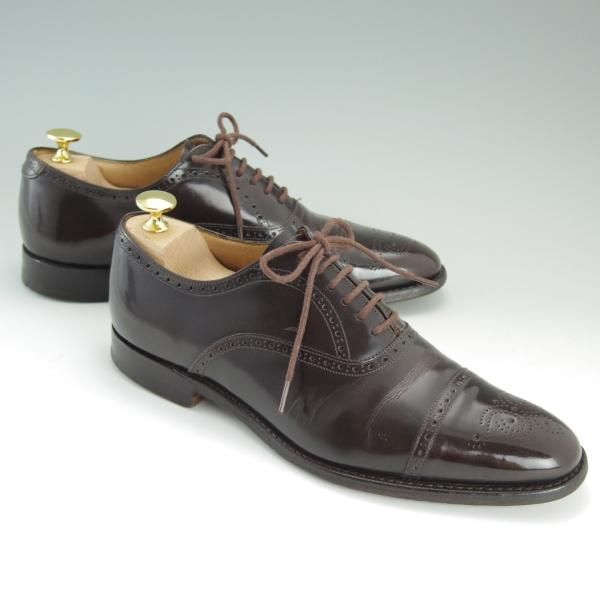 ★チャーチ 55G/UK5.5【★セミブローグ/136ラスト/LONDON/ロンドン】ポリッシュドバインダーカーフ/濃茶/メンズ/Church's★d971