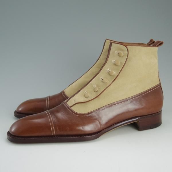 極上★(伊)PERON&PERON/ペロン・エ・ペロン SIZE 42【貴重★シャモア革/ボタンブーツ】スエード×カーフ/薄茶×茶/メンズ★d975
