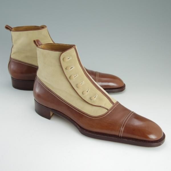極上★(伊)PERON&PERON/ペロン・エ・ペロン SIZE 42【貴重★シャモア革/ボタンブーツ】スエード×カーフ/薄茶×茶/メンズ★d975