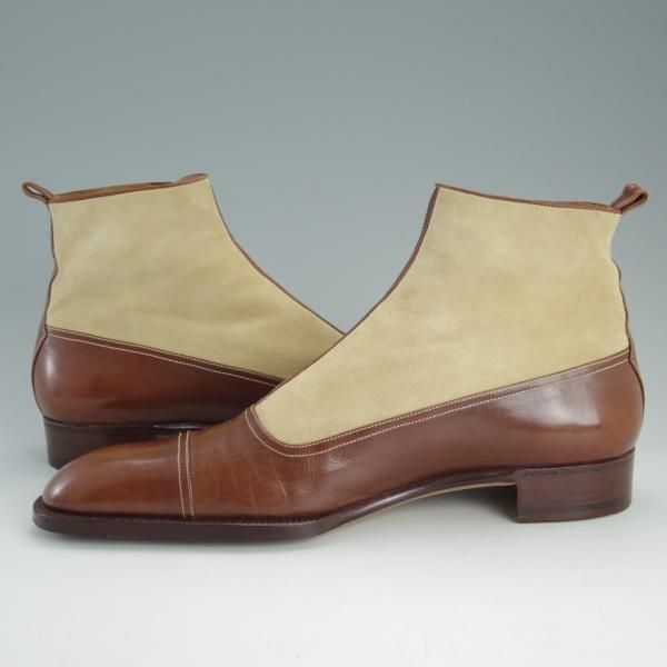 極上★(伊)PERON&PERON/ペロン・エ・ペロン SIZE 42【貴重★シャモア革/ボタンブーツ】スエード×カーフ/薄茶×茶/メンズ★d975