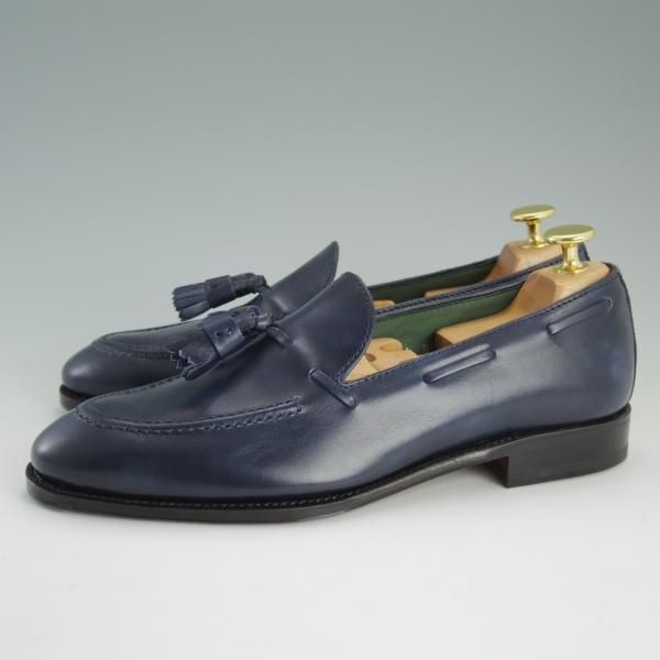 未使用★(スペイン製)カルミナ SIZE 5.5【合計￥87,480-★オーダー品/タッセルローファー】UETAMラスト/80215/カーフ/紺/CARMINA★d977