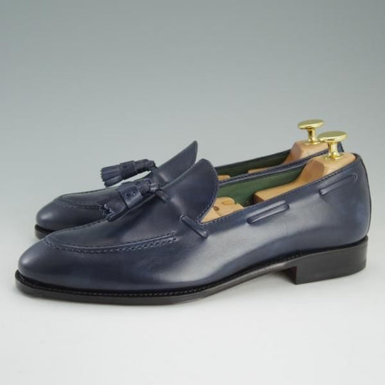 未使用★(スペイン製)カルミナ SIZE 5.5【合計￥87,480-★オーダー品/タッセルローファー】UETAMラスト/80215/カーフ/紺/CARMINA★d977
