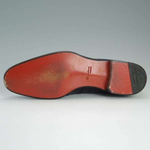 美品★(伊)サントーニ SIZE 8【上級★グッドイヤーウェルテッド製法/プレーントゥ】カーフ/灰〜黒/メンズ/Santoni★d978