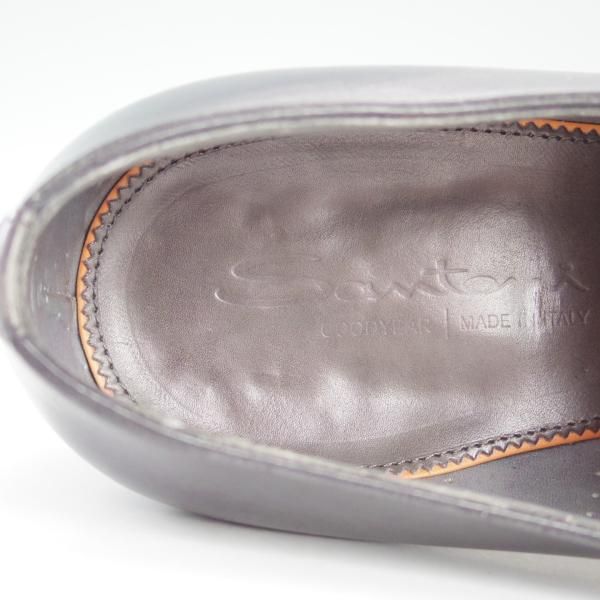 美品★(伊)サントーニ SIZE 8【上級★グッドイヤーウェルテッド製法/プレーントゥ】カーフ/灰〜黒/メンズ/Santoni★d978
