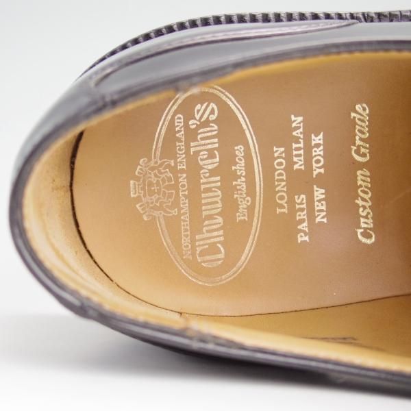 極美品★チャーチ 70G/UK7【★ストレートチップ/LANCASTER】173ラスト/4都市ロゴ/ポリッシュドバインダーカーフ/黒/メンズ/Church's★d980