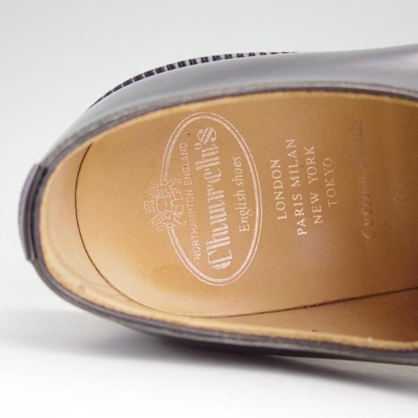 極美品★チャーチ 75F/UK7.5【定価￥99,360-★シャノン/SHANNON】103ラスト/5都市ロゴ/ポリッシュドバインダーカーフ/黒/Church's★d981