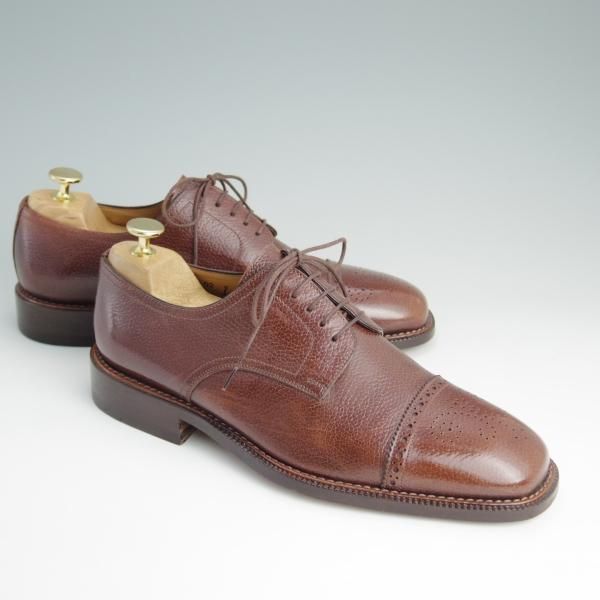 美品★(伊)サントーニ SIZE 7.5【貴重★ブラックラピド製法/CLASSICOライン】ダービー/シボ革/茶/メンズ/Santoni★d990
