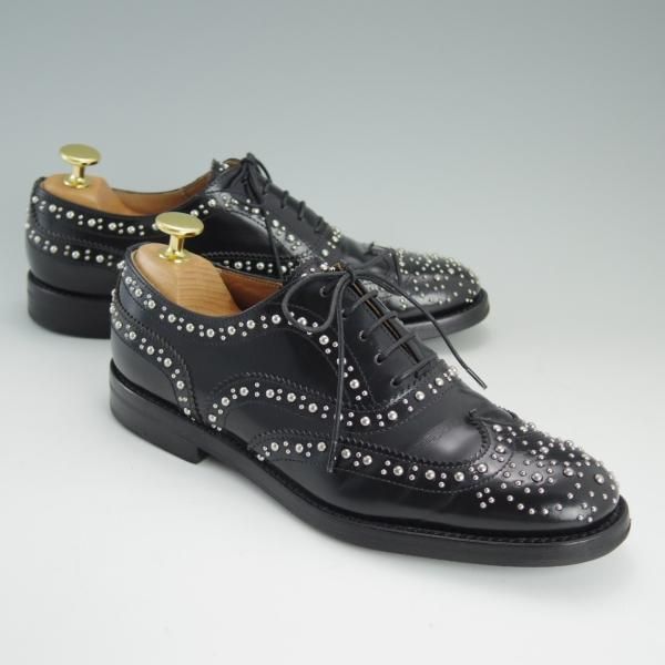 美品★チャーチ(レディース) SIZE 36【定価￥103,680-★BURWOOD MET/スタッズ】バーウッド/黒/Church's★d996