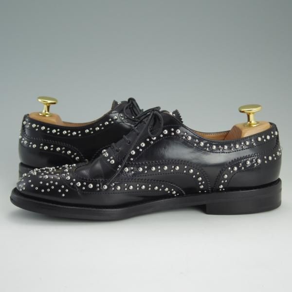 美品★チャーチ(レディース) SIZE 36【定価￥103,680-★BURWOOD MET/スタッズ】バーウッド/黒/Church's★d996