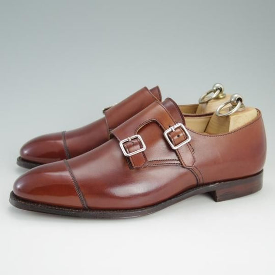 未使用★クロケット&ジョーンズ(レディース) 5.5C【定価￥84,240-★ダブルモンク/RUBY】617ラスト/カーフ/茶/Crockett&Jones★d998