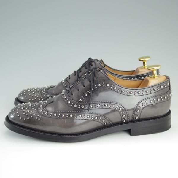 美品★チャーチ(レディース) SIZE 37【定価￥103,680-★BURWOOD MET/スタッズ】バーウッド/フルブローグ/グレー/Church's★e006