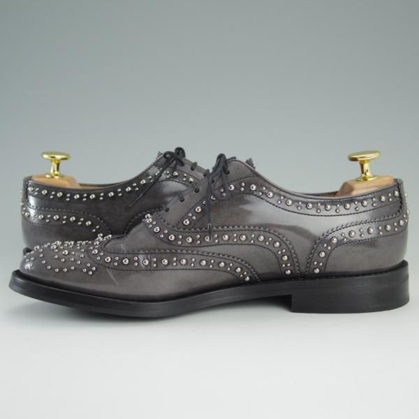 美品★チャーチ(レディース) SIZE 37【定価￥103,680-★BURWOOD MET/スタッズ】バーウッド/フルブローグ/グレー/Church's★e006