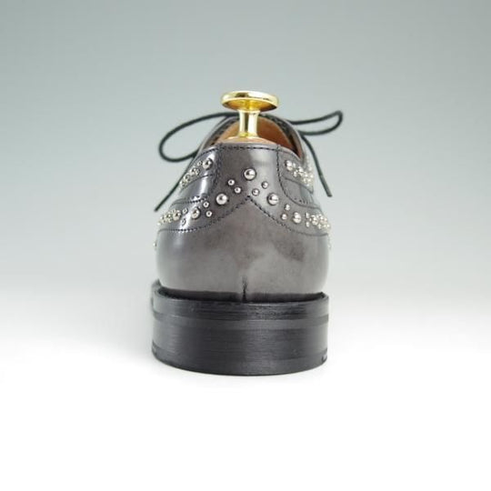 美品★チャーチ(レディース) SIZE 37【定価￥103,680-★BURWOOD MET/スタッズ】バーウッド/フルブローグ/グレー/Church's★e006