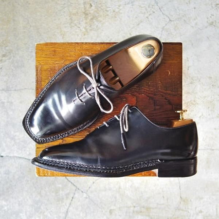 極上★(伊)サントーニ SIZE 7【高額★ノルベジェーゼ製法/ホールカット】4956-01/カーフ/黒/メンズ/Santoni★e011