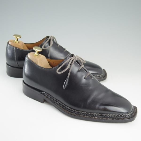 極上★(伊)サントーニ SIZE 7【高額★ノルベジェーゼ製法/ホールカット】4956-01/カーフ/黒/メンズ/Santoni★e011