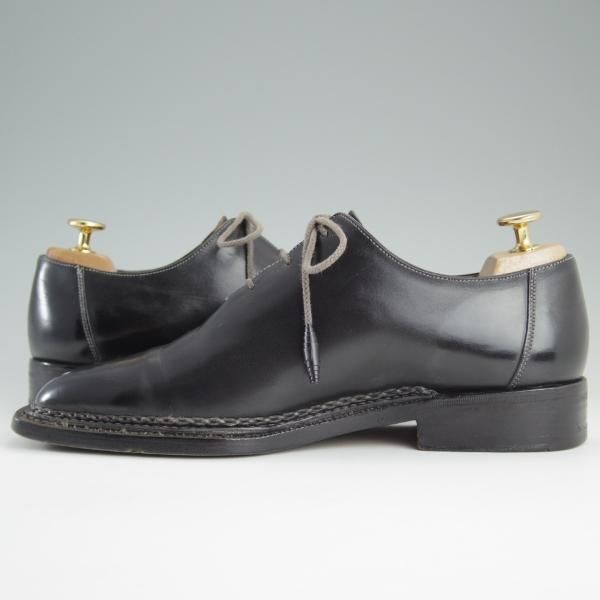 極美品　SANTONI ホールカット　UK7.5 黒　本革　磨き 極上☆(伊)サントーニ SIZE 7【高額☆ノルベジェーゼ製法/ホール