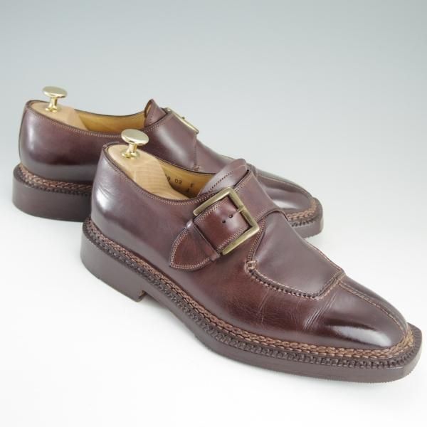 極上★(伊)サントーニ SIZE 7【高額★ノルベジェーゼ製法/モンクストラップ】4119-02/カーフ/茶/メンズ/Santoni★e012
