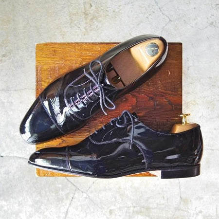 美品★チャーチ 95F/UK9.5【旧チャーチ★73ラスト/3都市ロゴ】Sackville/ストレートチップ/パテント/黒/メンズ/Church's★e004