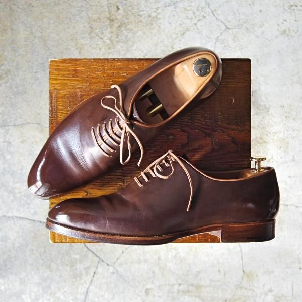美品★(東欧)サンクリスピン 7.5F【貴重★(米)LEFFOT別注/ホールカット】カーフ/茶/メンズ/Saint Crispin's★e016