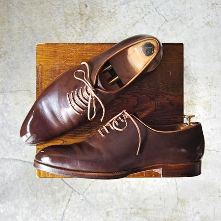美品★(東欧)サンクリスピン 7.5F【貴重★(米)LEFFOT別注/ホールカット】カーフ/茶/メンズ/Saint Crispin's★e016
