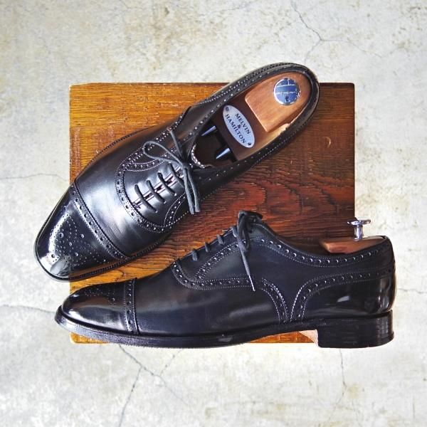 極上★チャーチ UK8.5程度/95D【旧チャーチ★ディプロマット/DIPLOMAT/73ラスト】3都市ロゴ/セミブローグ/黒/メンズ/Church's★e018