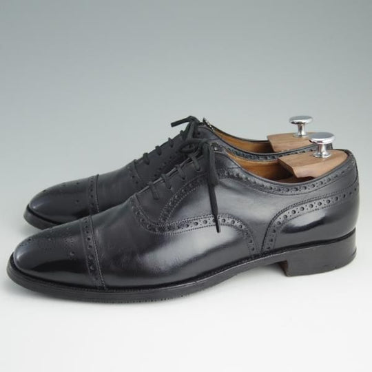 極上★チャーチ UK8.5程度/95D【旧チャーチ★ディプロマット/DIPLOMAT/73ラスト】3都市ロゴ/セミブローグ/黒/メンズ/Church's★e018