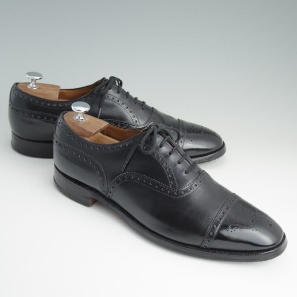 極上★チャーチ UK8.5程度/95D【旧チャーチ★ディプロマット/DIPLOMAT/73ラスト】3都市ロゴ/セミブローグ/黒/メンズ/Church's★e018