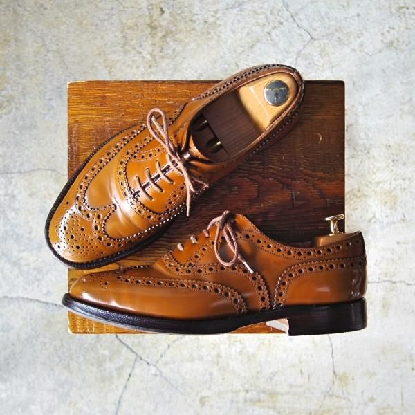極上★チャーチ 65F/UK6.5【定価￥95,040-★BURWOOD/バーウッド】81ラスト/ポリッシュドバインダーカーフ/茶/メンズ/Church's★e020