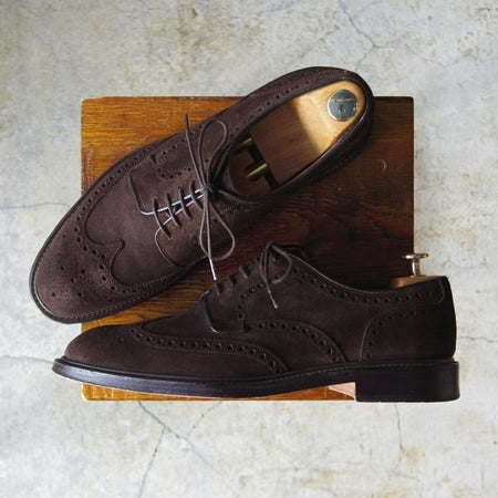 美品★(英)チーニー 8.5E【定価￥66,960-★HAVELOCK/フルブローグ】125ラスト/スエード/濃茶/メンズ/CHEANEY★e022