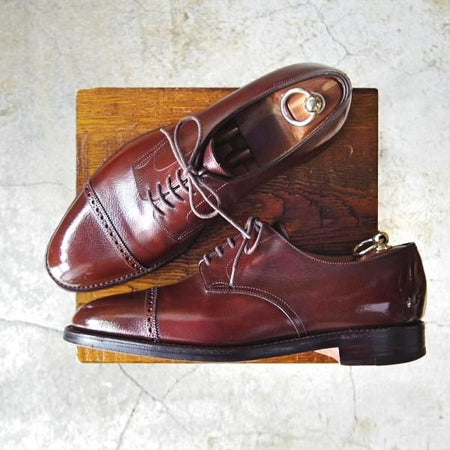 極上★ジョンロブ 8.5E【貴重★8695ラスト/(水牛)バッファローレザー】ラッセル/RUSSEL/パンチドキャップトゥ/赤茶/JOHN LOBB★e041