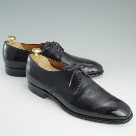 極上★チャーチ UK5.5程度/65D【旧チャーチ★73ラスト/3都市ロゴ】プレーントゥ/Vフロント/カーフ/黒/メンズ/Church's★e051