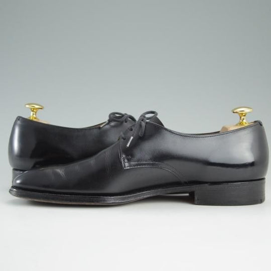 極上★チャーチ UK5.5程度/65D【旧チャーチ★73ラスト/3都市ロゴ】プレーントゥ/Vフロント/カーフ/黒/メンズ/Church's★e051