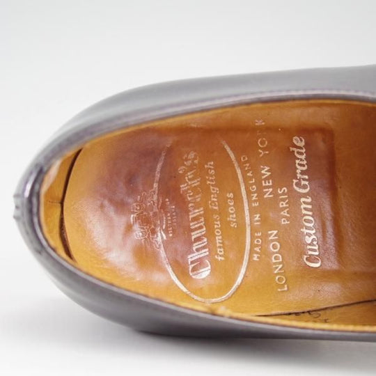 極上★チャーチ UK5.5程度/65D【旧チャーチ★73ラスト/3都市ロゴ】プレーントゥ/Vフロント/カーフ/黒/メンズ/Church's★e051