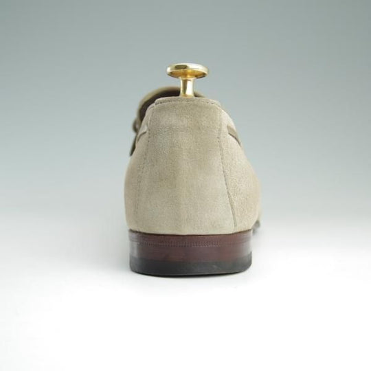 美品★(伊)サントーニ SIZE 8.5【★リボンローファー/8399-67】スリッポン/スエード/薄茶/メンズ/Santoni★e058