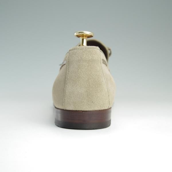 美品★(伊)サントーニ SIZE 8.5【★リボンローファー/8399-67】スリッポン/スエード/薄茶/メンズ/Santoni★e058