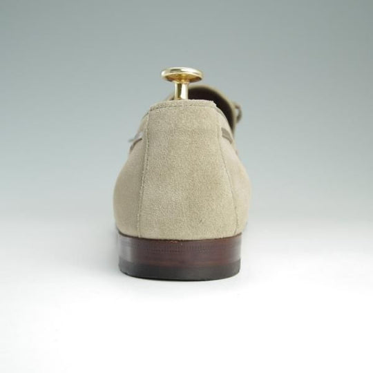 美品★(伊)サントーニ SIZE 8.5【★リボンローファー/8399-67】スリッポン/スエード/薄茶/メンズ/Santoni★e058