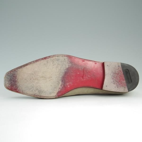 美品★(伊)サントーニ SIZE 8.5【★リボンローファー/8399-67】スリッポン/スエード/薄茶/メンズ/Santoni★e058