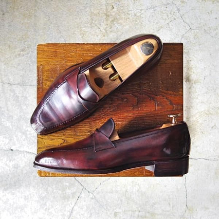 極上★(英)ガジアーノ&ガーリング 5.5D【定価20万前後★ANTIBES/ローファー】KN14ラスト/カーフ/赤茶/メンズ/GAZIANO&GIRLING★e063