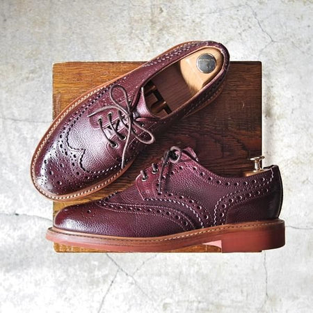 美品★(英)サンダース製 SIZE 6.5【コマンドソール仕様★(英)Herring Shoes別注/フルブローグ】グレインレザー/赤茶/SANDERS★e064