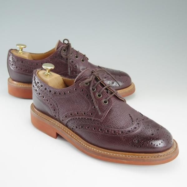 美品★(英)サンダース製 SIZE 6.5【コマンドソール仕様★(英)Herring Shoes別注/フルブローグ】グレインレザー/赤茶/SANDERS★e064